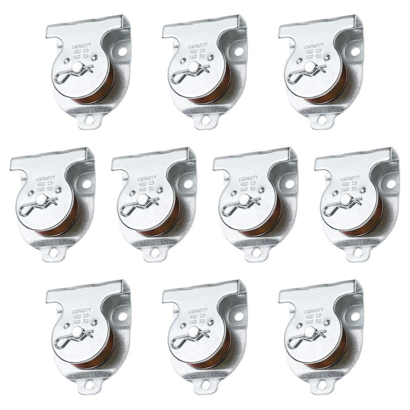 FEIFAN Ceiling Mount Single Pulleys, 1-1/2 Inch Wall Mount Pulley, 10 Packs Ceiling Single Pulley for 3/8" Wire or Rope - Image 1